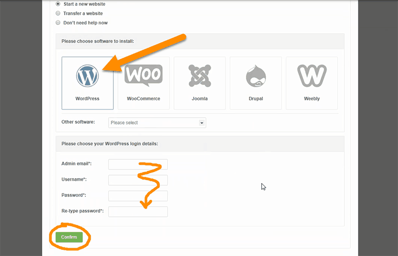 Install WordPress and login details