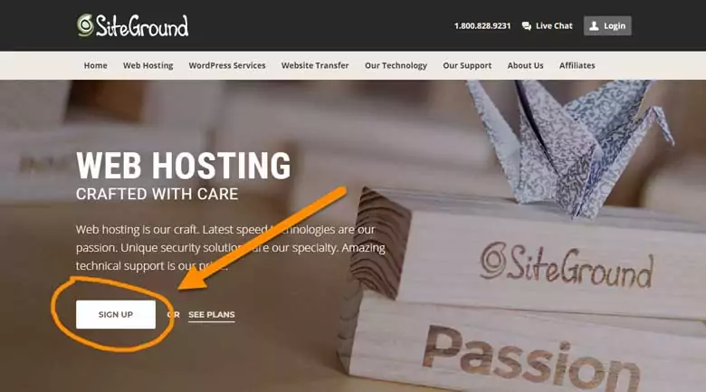 SiteGround web hosting sign up page